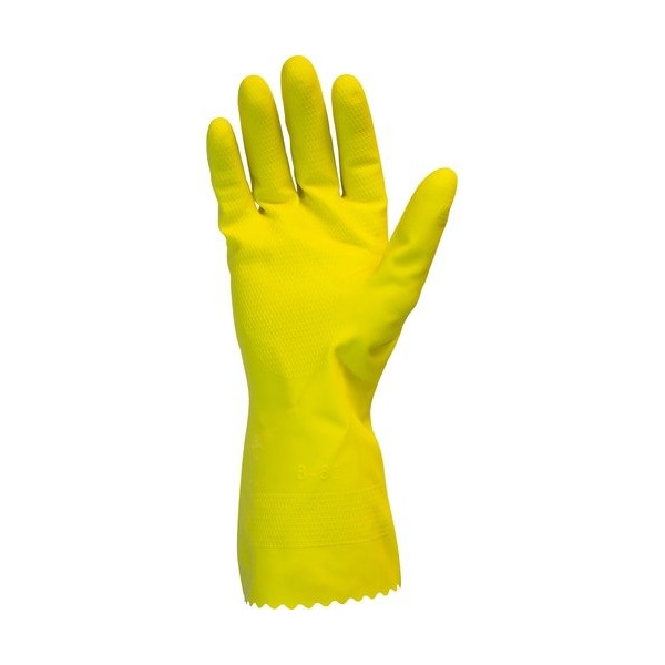 Safety Zone Gloves, Flock-lined, Latex, Small, 18 mil, 12inL, YW, 12PK SZNGRFYSM1S - main